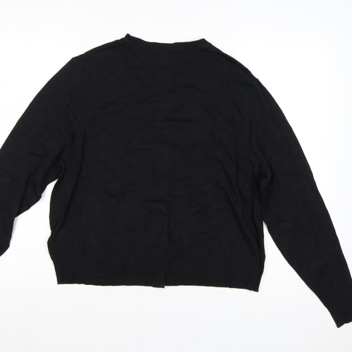 Marks and Spencer Women Black Size 18 Round Neck Button Cardigan
