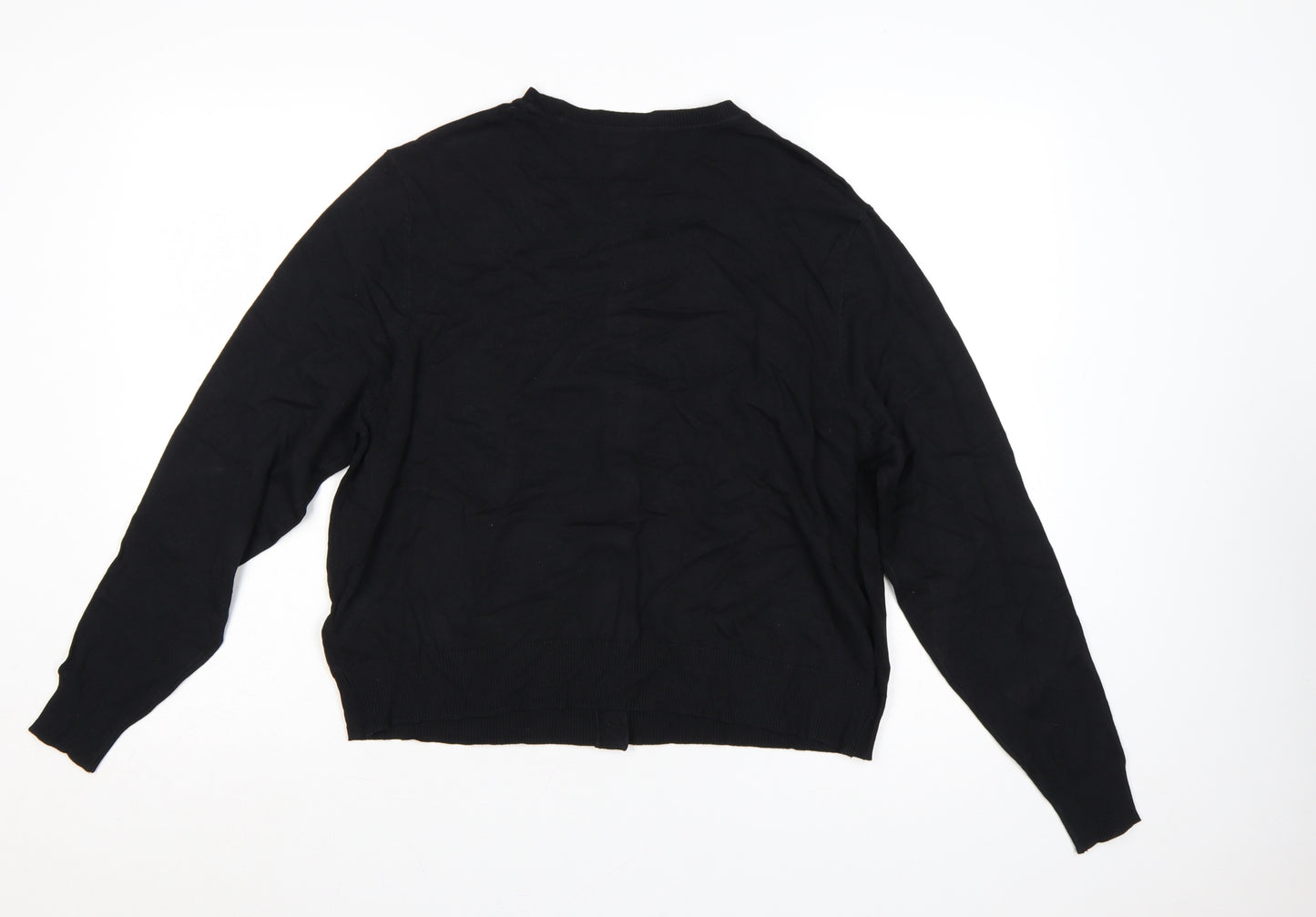 Marks and Spencer Women Black Size 18 Round Neck Button Cardigan