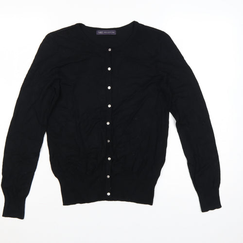 Marks & Spencer Women Black Size 10 Round Neck Button Cardigan