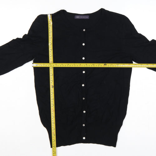 Marks & Spencer Women Black Size 10 Round Neck Button Cardigan