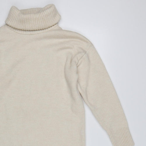 New Look Women Ivory S Roll Neck Longline Knit Tunic Jumper