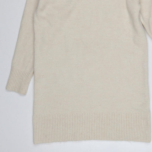 New Look Women Ivory S Roll Neck Longline Knit Tunic Jumper
