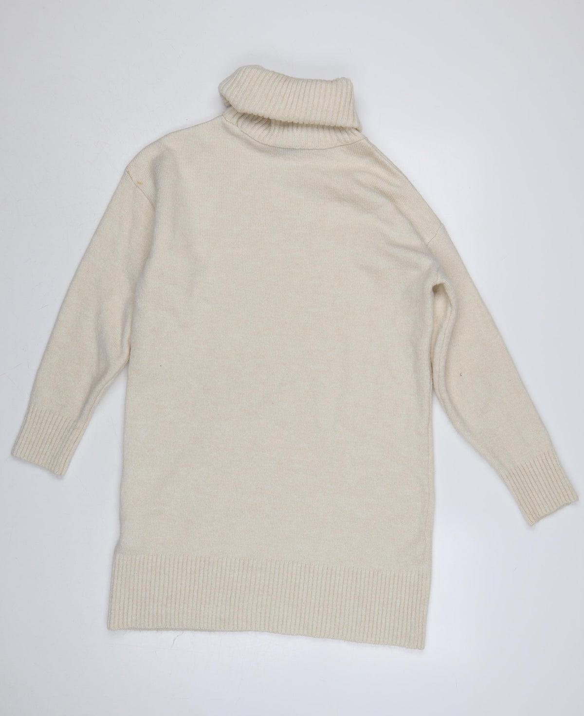 New Look Women Ivory S Roll Neck Longline Knit Tunic Jumper