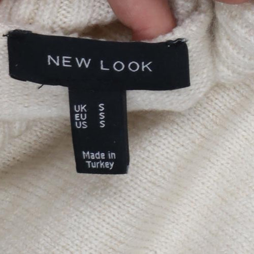 New Look Women Ivory S Roll Neck Longline Knit Tunic Jumper