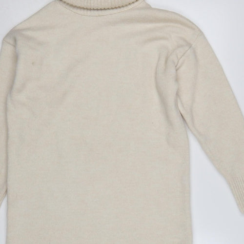 New Look Women Ivory S Roll Neck Longline Knit Tunic Jumper