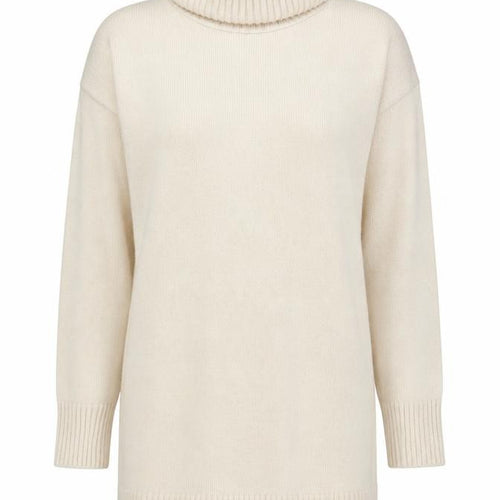New Look Women Ivory S Roll Neck Longline Knit Tunic Jumper