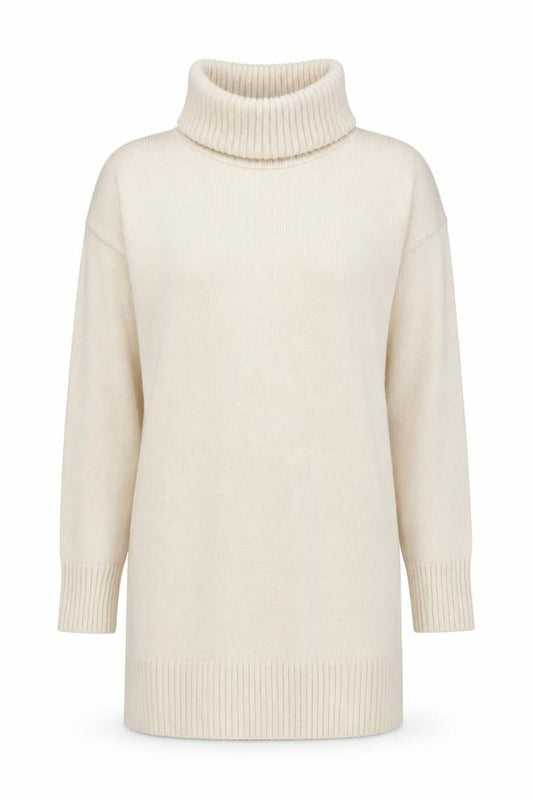 New Look Women Ivory S Roll Neck Longline Knit Tunic Jumper
