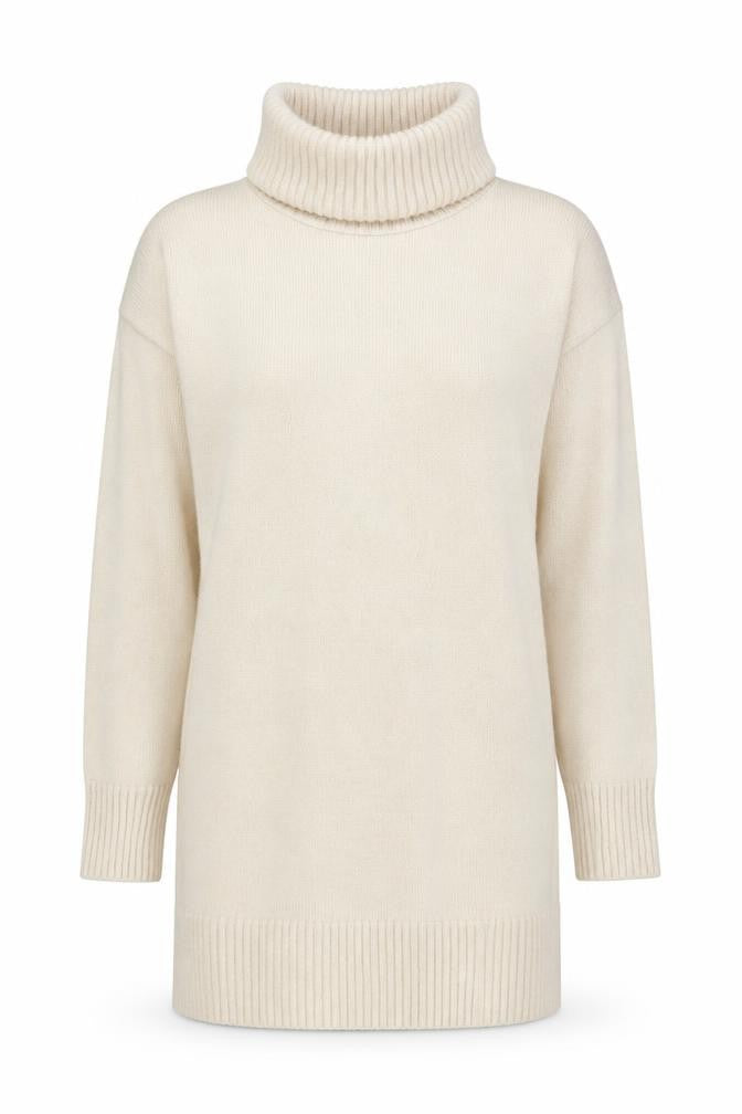 New Look Women Ivory S Roll Neck Longline Knit Tunic Jumper