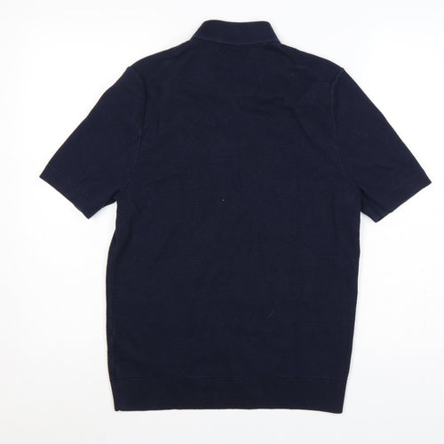 Marks and Spencer Men’s Blue M Cotton Rich Short Sleeve Knit Polo