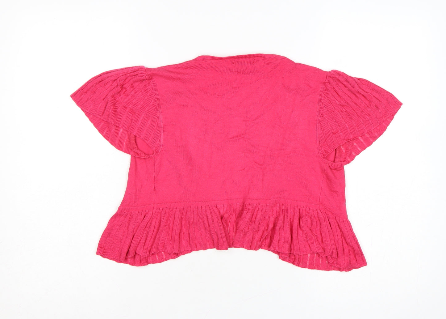 Papaya Women’s Pink Size 8 Open Ruffle Short Sleeve Cardigan