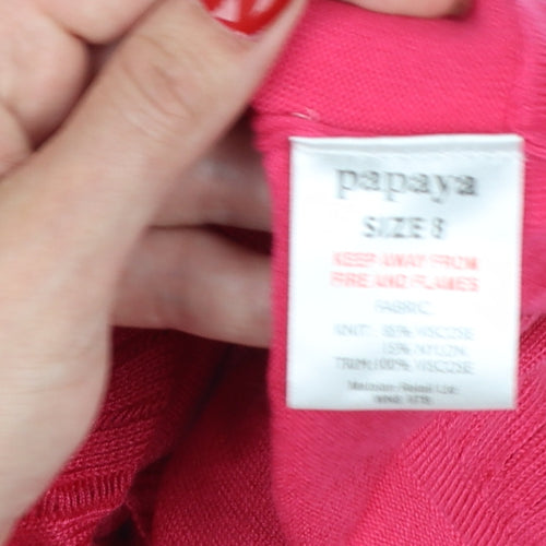 Papaya Women’s Pink Size 8 Open Ruffle Short Sleeve Cardigan