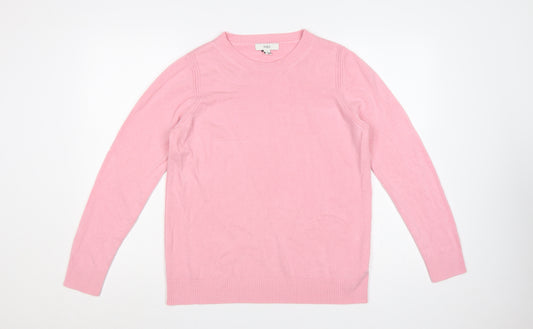 Marks and Spencer Women Pink Size 12 Crew Neck Raglan Knit Jumper