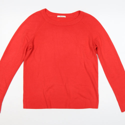 Tu Women Red UK 12 Crew Neck Raglan Sleeve Acrylic Knit Pullover Jumper