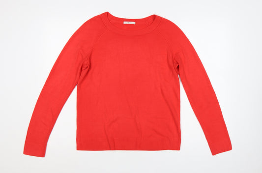 Tu Women Red UK 12 Crew Neck Raglan Sleeve Acrylic Knit Pullover Jumper