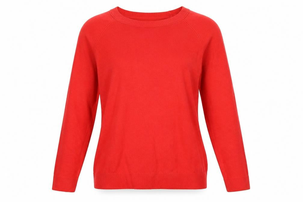 Tu Women Red UK 12 Crew Neck Raglan Sleeve Acrylic Knit Pullover Jumper