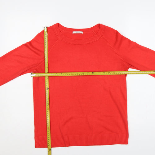 Tu Women Red UK 12 Crew Neck Raglan Sleeve Acrylic Knit Pullover Jumper