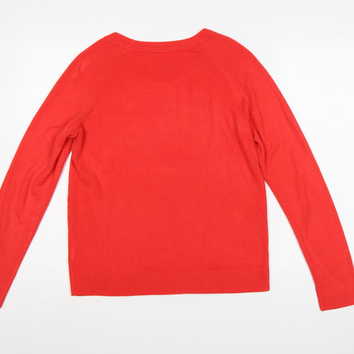 Tu Women Red UK 12 Crew Neck Raglan Sleeve Acrylic Knit Pullover Jumper