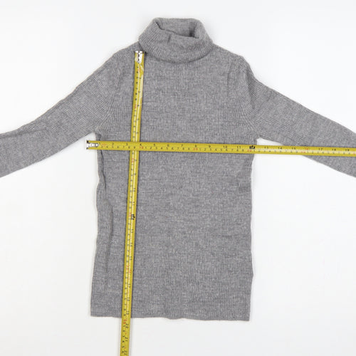 UNIQLO Women Grey S 100% Wool Roll Neck Slim Knit Jumper
