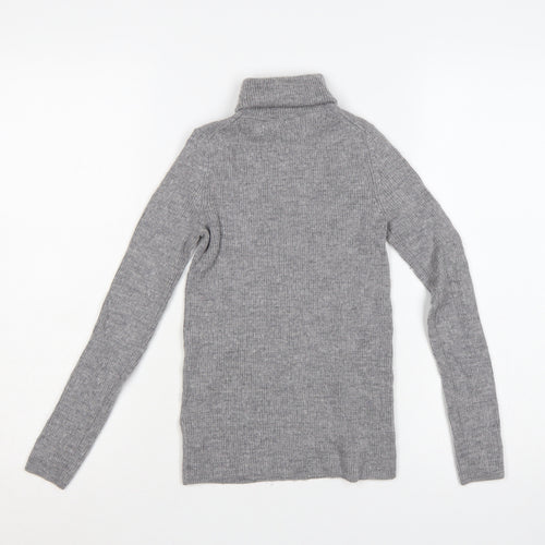 UNIQLO Women Grey S 100% Wool Roll Neck Slim Knit Jumper