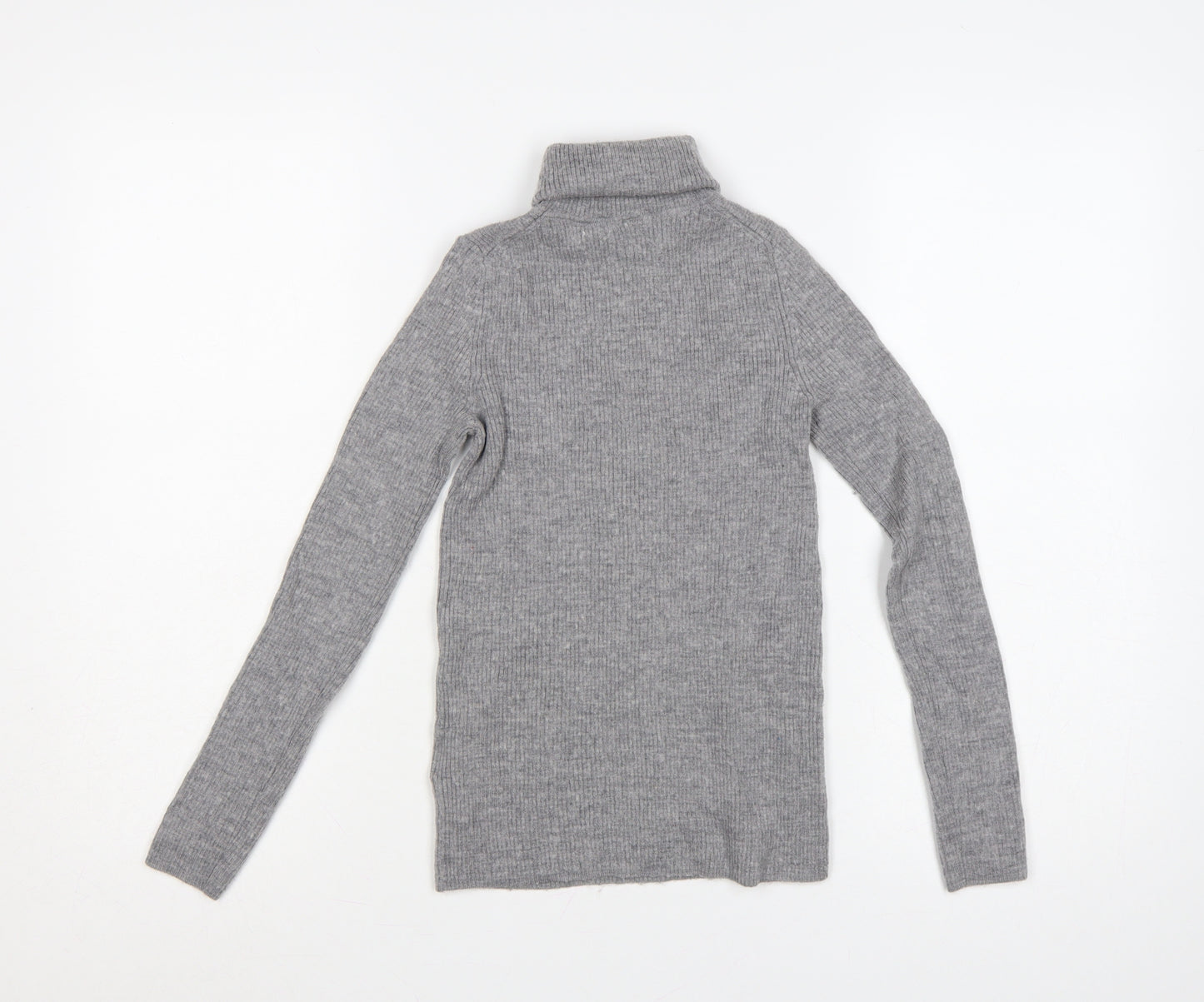 UNIQLO Women Grey S 100% Wool Roll Neck Slim Knit Jumper
