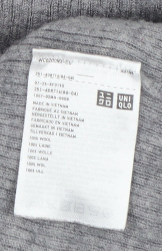 UNIQLO Women Grey S 100% Wool Roll Neck Slim Knit Jumper