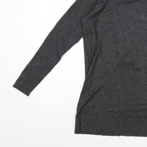 Bonmarché Women's Grey S Roll Neck Long Sleeve Tunic Jumper