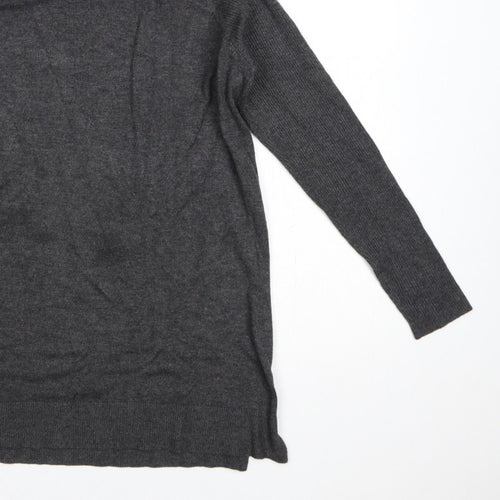 Bonmarché Women's Grey S Roll Neck Long Sleeve Tunic Jumper