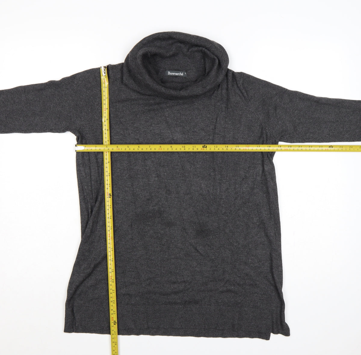 Bonmarché Women's Grey S Roll Neck Long Sleeve Tunic Jumper