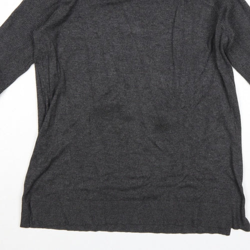 Bonmarché Women's Grey S Roll Neck Long Sleeve Tunic Jumper