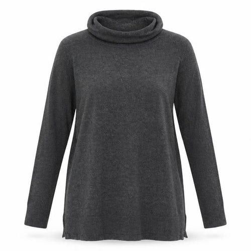 Bonmarché Women's Grey S Roll Neck Long Sleeve Tunic Jumper