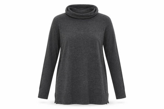 Bonmarché Women's Grey S Roll Neck Long Sleeve Tunic Jumper
