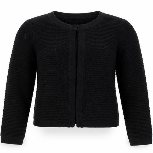 Laura Ashley Women Black UK 14 Cotton Cashmere Knit Open Cardigan