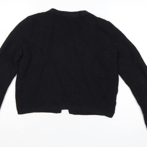 Laura Ashley Women Black UK 14 Cotton Cashmere Knit Open Cardigan