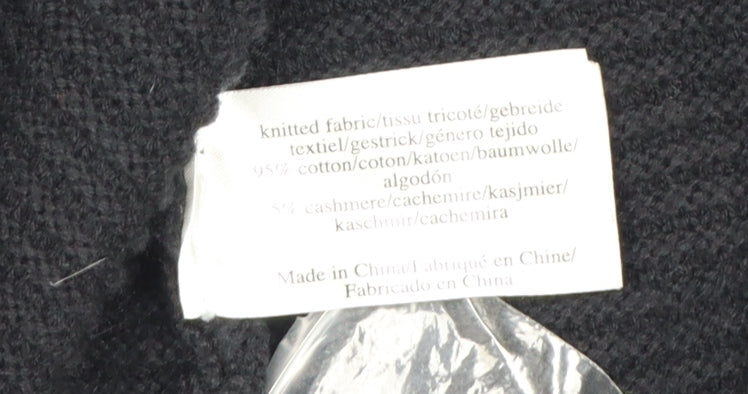 Laura Ashley Women Black UK 14 Cotton Cashmere Knit Open Cardigan