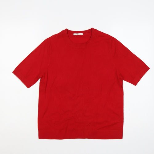 Tu Women Red Size 14 Short Sleeve Crew Neck Fine Knit Jumper
