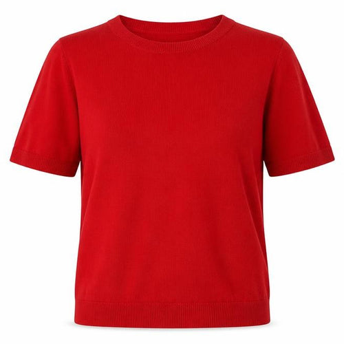 Tu Women Red Size 14 Short Sleeve Crew Neck Fine Knit Jumper