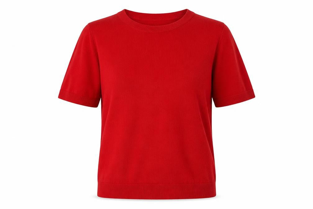 Tu Women Red Size 14 Short Sleeve Crew Neck Fine Knit Jumper