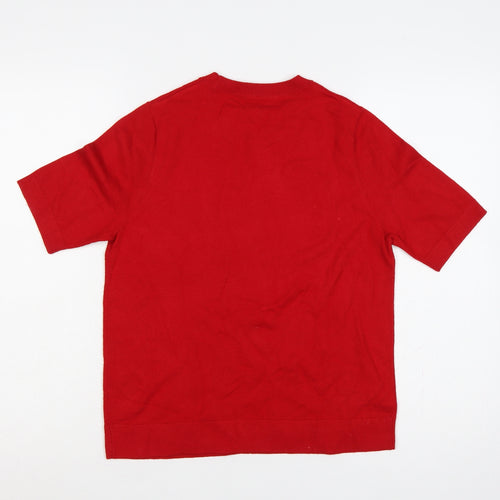 Tu Women Red Size 14 Short Sleeve Crew Neck Fine Knit Jumper