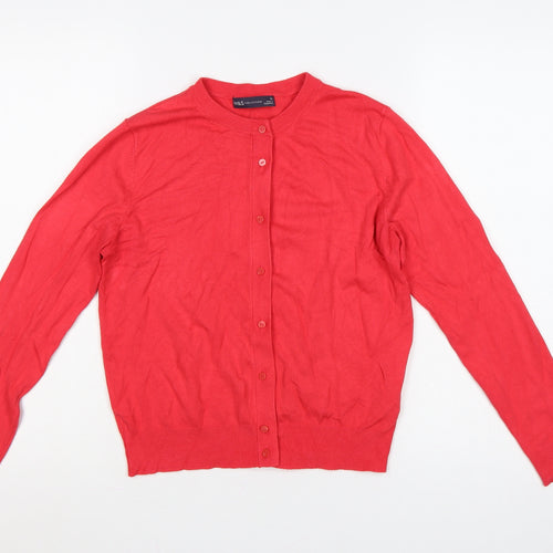 Marks and Spencer Women Red Size 12 Button Front Viscose Cardigan