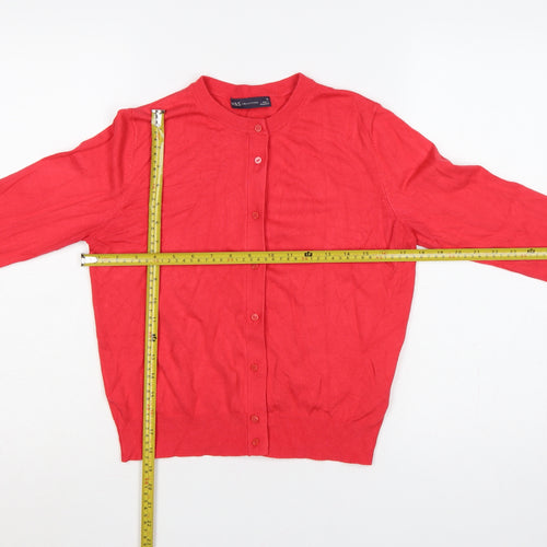 Marks and Spencer Women Red Size 12 Button Front Viscose Cardigan