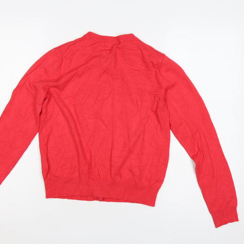 Marks and Spencer Women Red Size 12 Button Front Viscose Cardigan