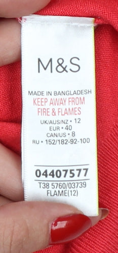 Marks and Spencer Women Red Size 12 Button Front Viscose Cardigan