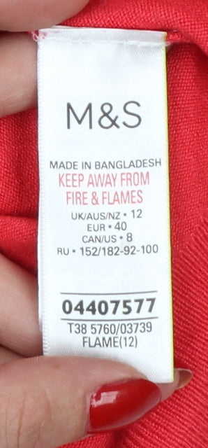 Marks and Spencer Women Red Size 12 Button Front Viscose Cardigan