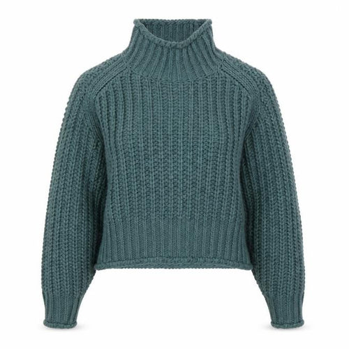 H&M Women Blue XS Chunky Roll Neck Knit Pullover Jumper Long Sleeve