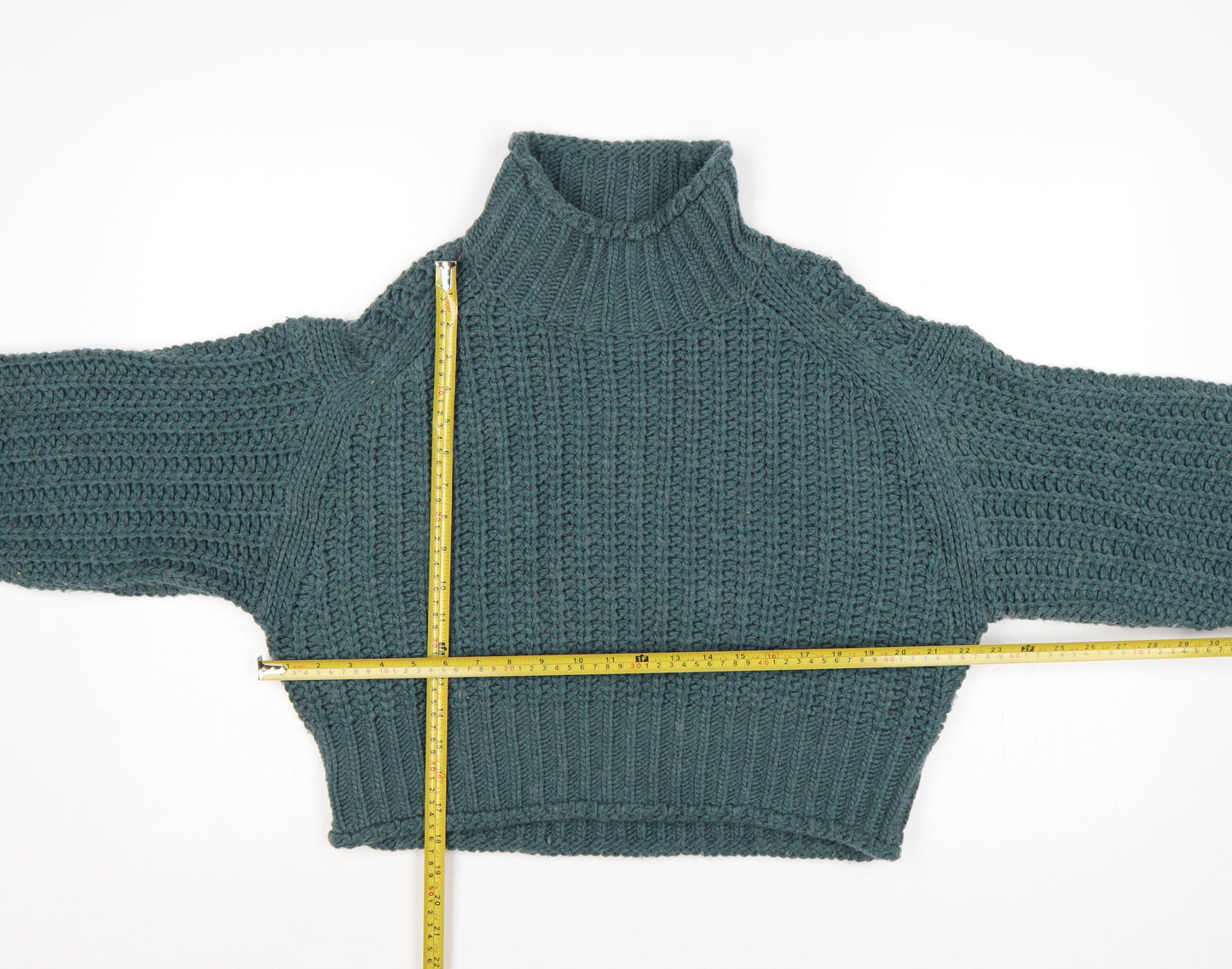 H&M Women Blue XS Chunky Roll Neck Knit Pullover Jumper Long Sleeve