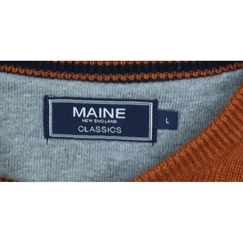 Maine New England Men’s Orange L Crew Neck Knit Pullover Jumper
