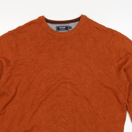 Maine New England Men’s Orange L Crew Neck Knit Pullover Jumper