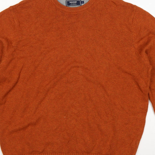Maine New England Men’s Orange L Crew Neck Knit Pullover Jumper