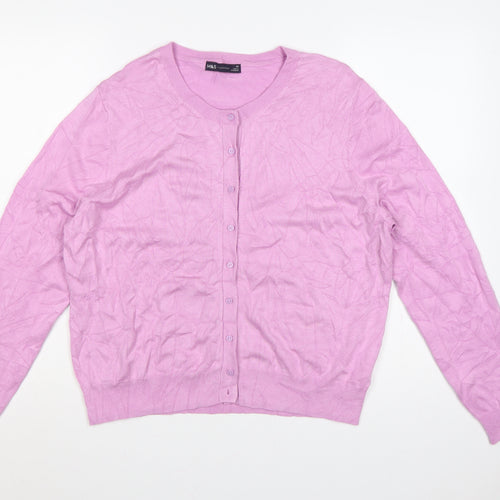 M&S Women’s Pink Size 20 Button Front Round Neck Knit Cardigan