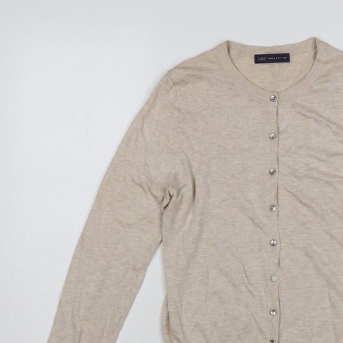 Marks and Spencer Women’s Beige Size 12 Button Knit Cardigan